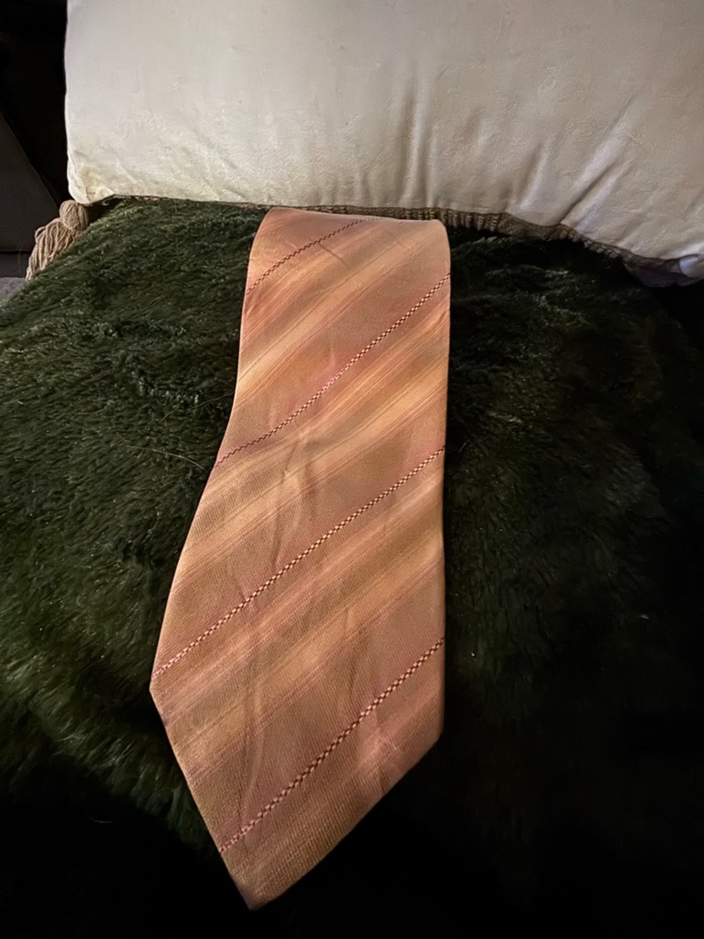 Men's Classic Peach Striped Silk Tie